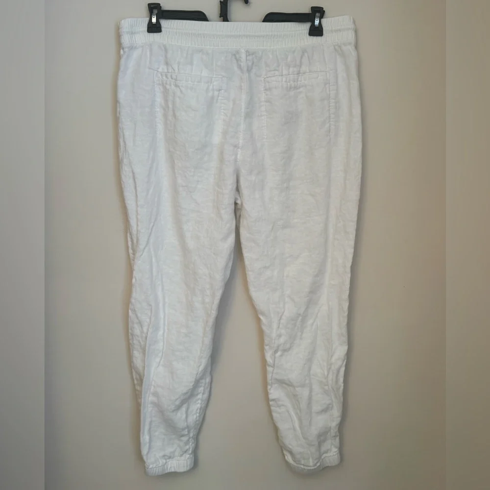 Athleta White Retreat Linen Ankle Jogger Pants Women’s Size 16 Beach 531704 - Picture 4 of 10